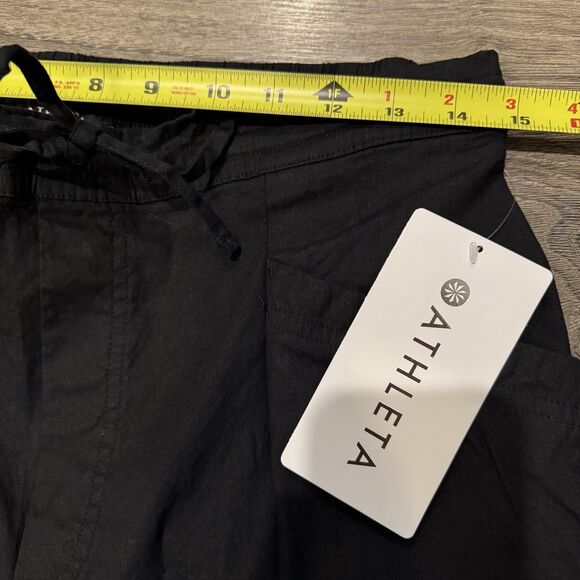Athleta Paradise Straight Leg Cargo Pants Womens Small Black Linen Blend New - Picture 5 of 11